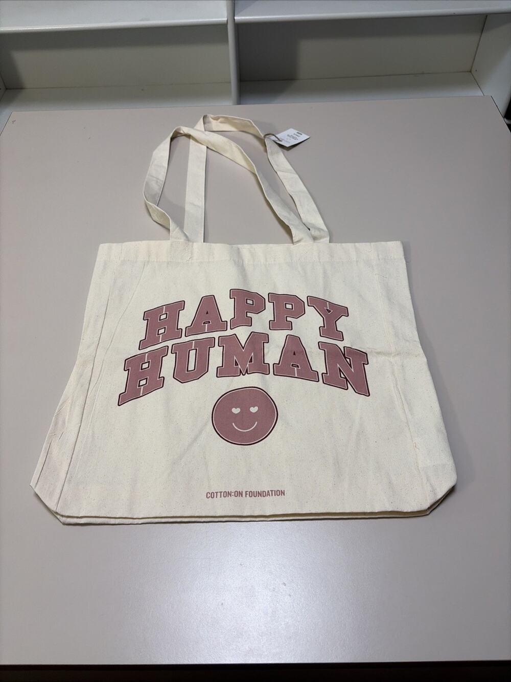 Cotton On Happy Human Reusable Canvas Tote NWT